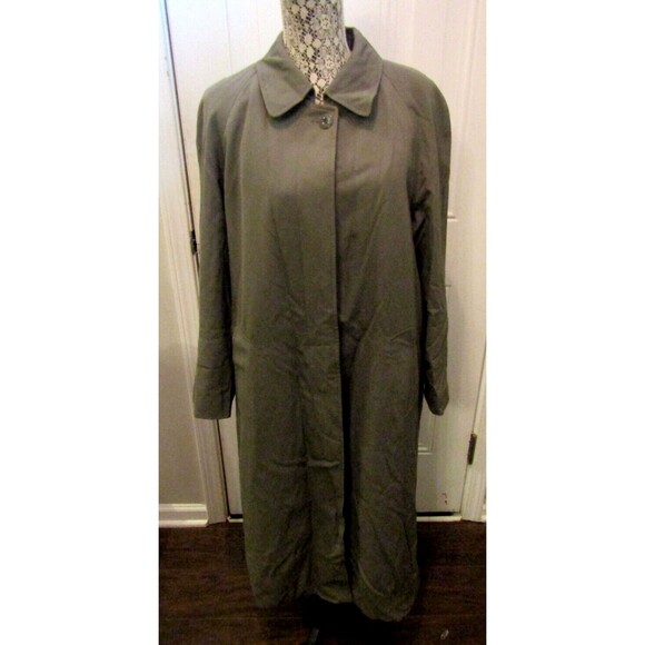 Jones New York Lord & Taylor Trench Coat Wool Petites Full Length w/ Liner L - Picture 1 of 11
